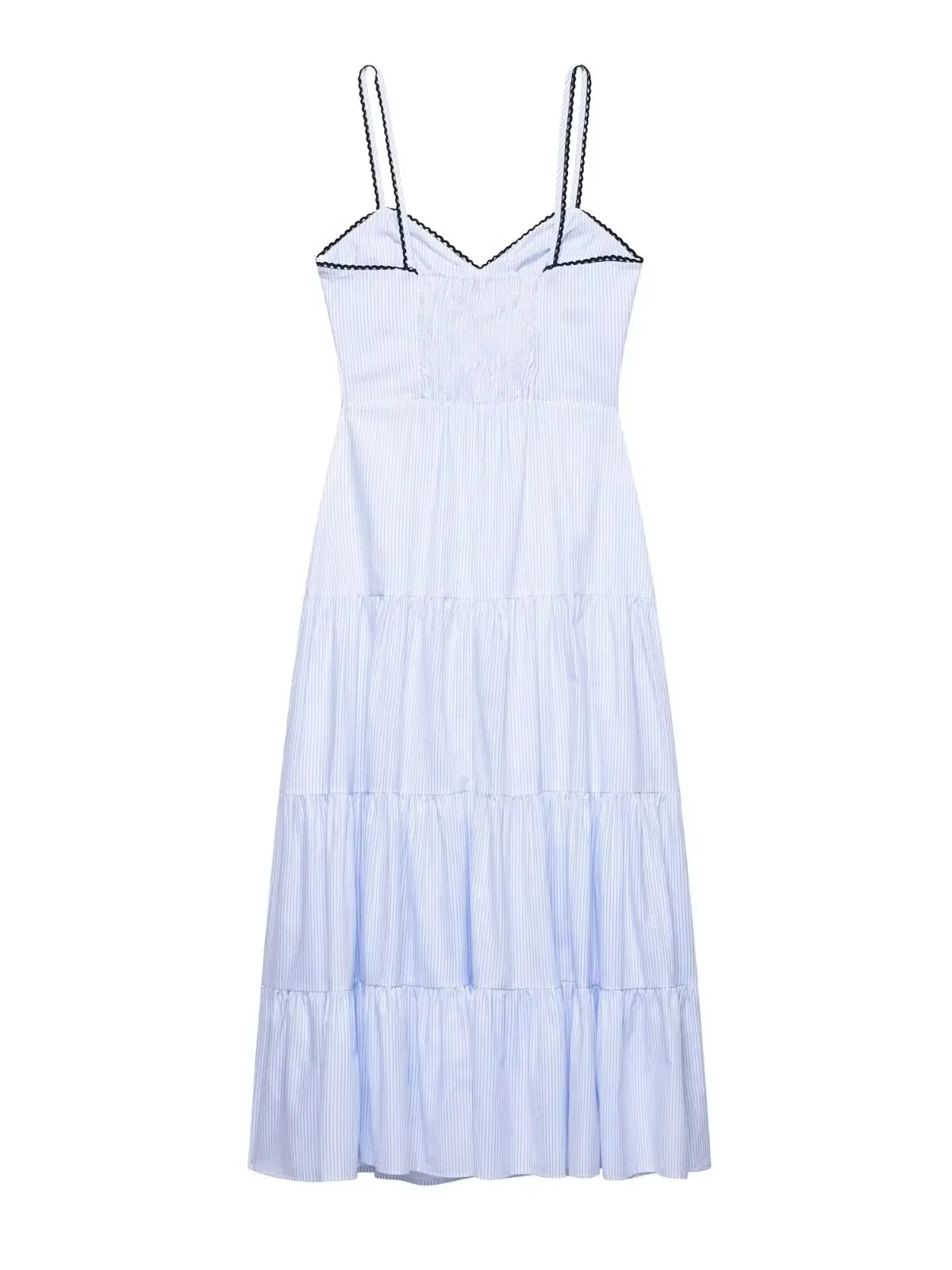 Novedad de verano, vestido Midi informal a rayas sin mangas con tirantes y espalda descubierta para mujer, vestidos de moda para mujer WMA8