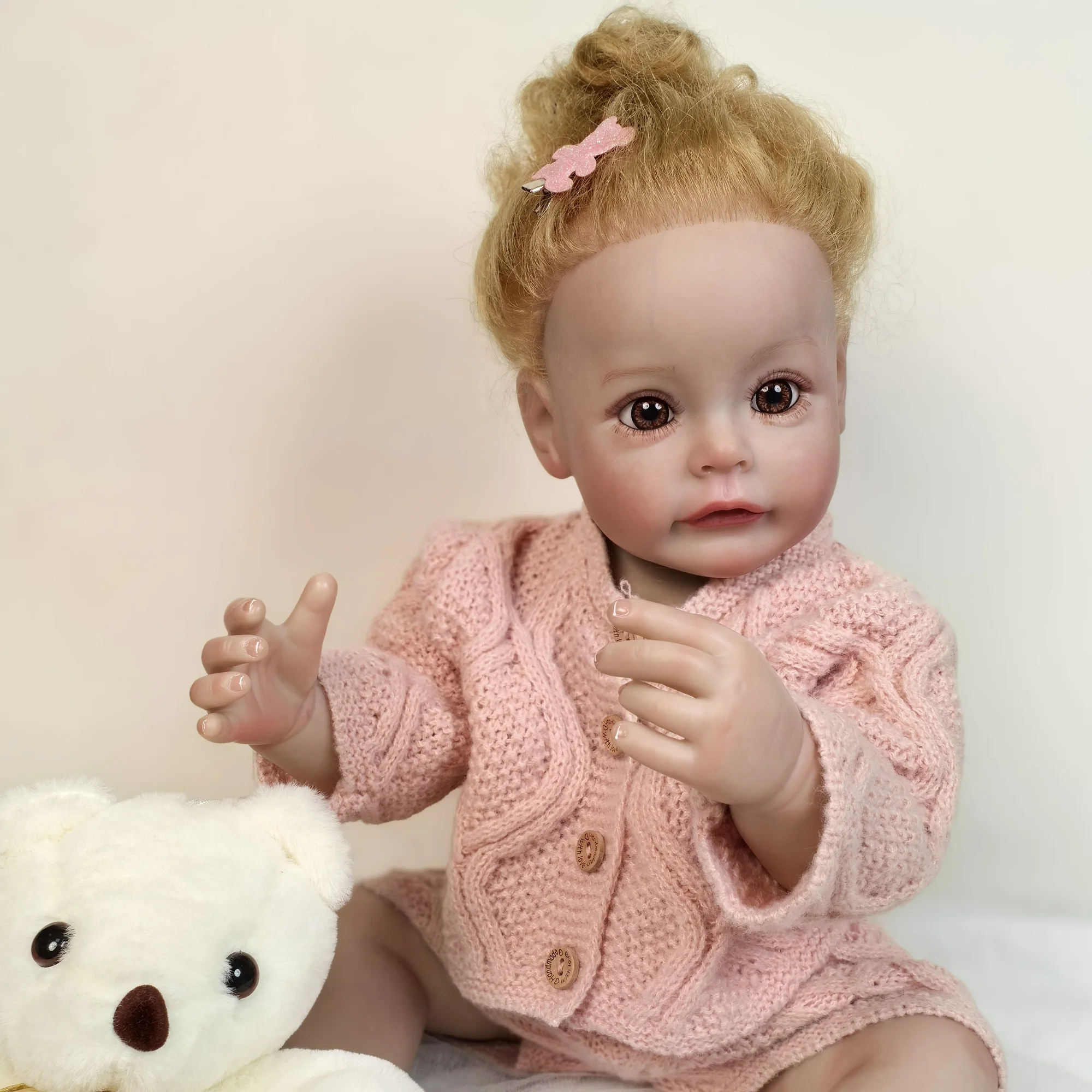 55 cm/22 inch Realistic Girl Reborn Baby Doll Silicone Vinyl Full Body Doll Reborn with 3D-Painted Birthday XMAS Easter Gift Toy