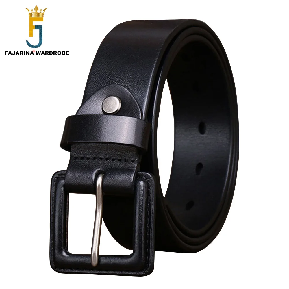 

FAJARINA Top Quality Solid Cowskin Leather New Anti Allergy Pin Buckle Belt 3.8cm Wide