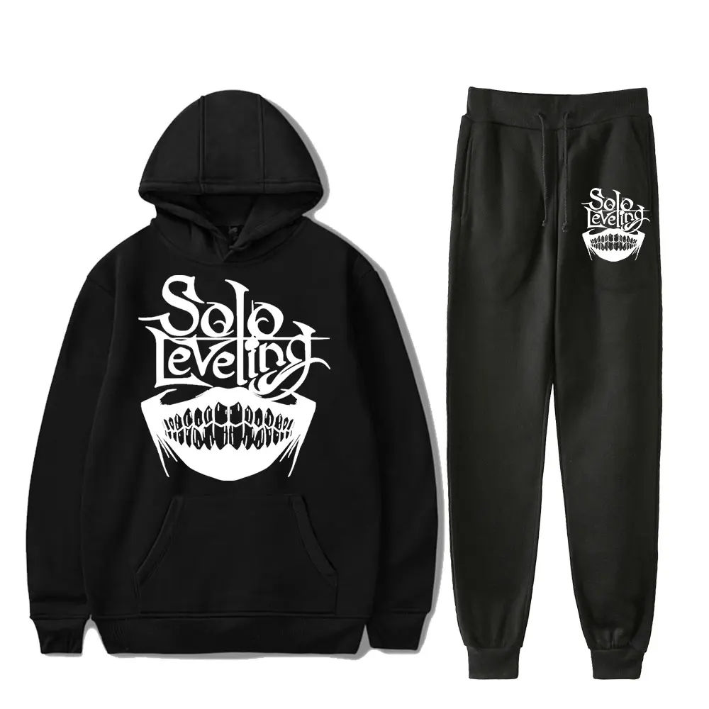 Solo Leveling Vintage 90s HOODIE Merch Hoodies Set Men Women Hoodies Pants Two-Piece PULLOVER Suit