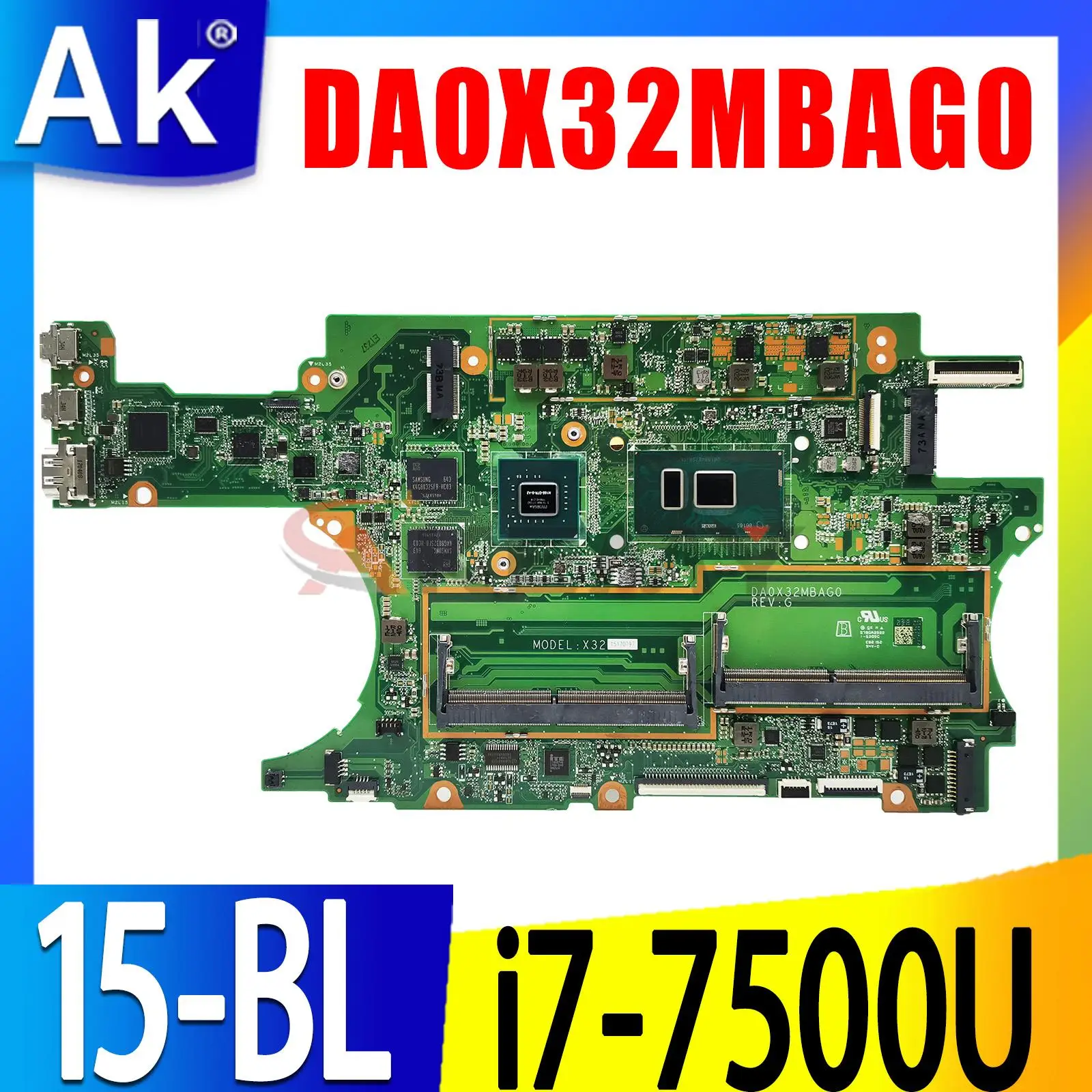 

For HP X360 15-BL Laptop Motherboard DA0X32MBAG0 911083-601 911083-001 Mainboard with 940MX 2GB GPU i7-7500U CPU Tested OK