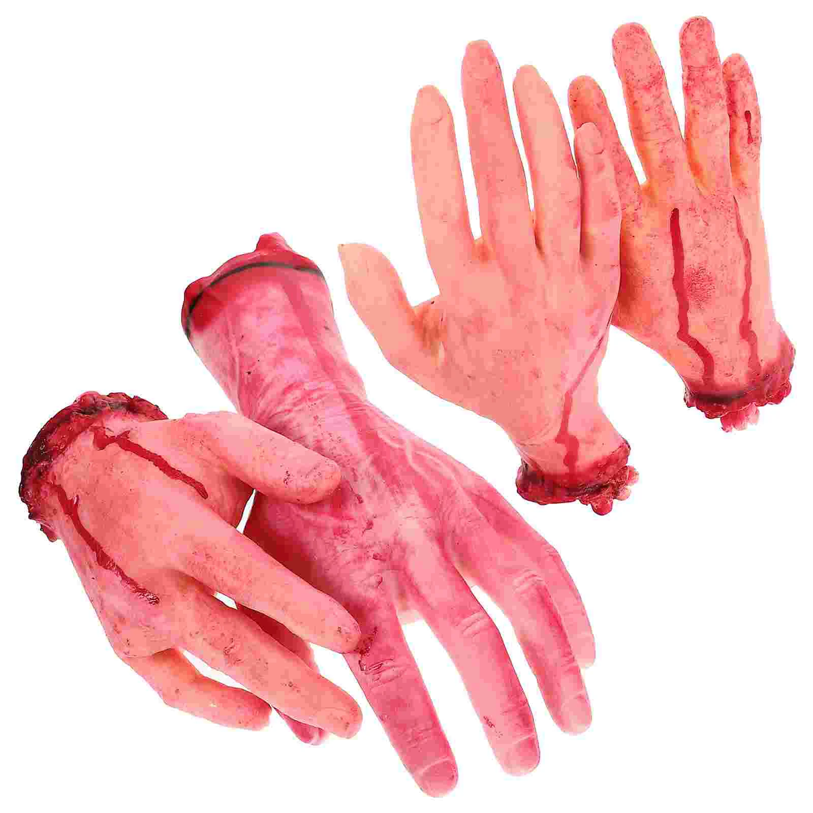 4pcs Halloween Scary Broken Hand Prank Props Chopped Human Parts Set Terror Props for Haunted House halloween body parts