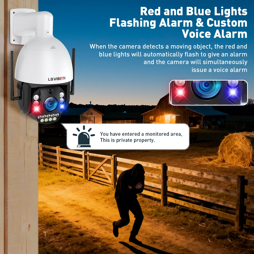 LS VISION 8MP 66X Zoom 360° Outdoor IP66 Waterproof Heat Resistant H.265 4G/WIFI Security Supervisory WIFI PTZ Camera