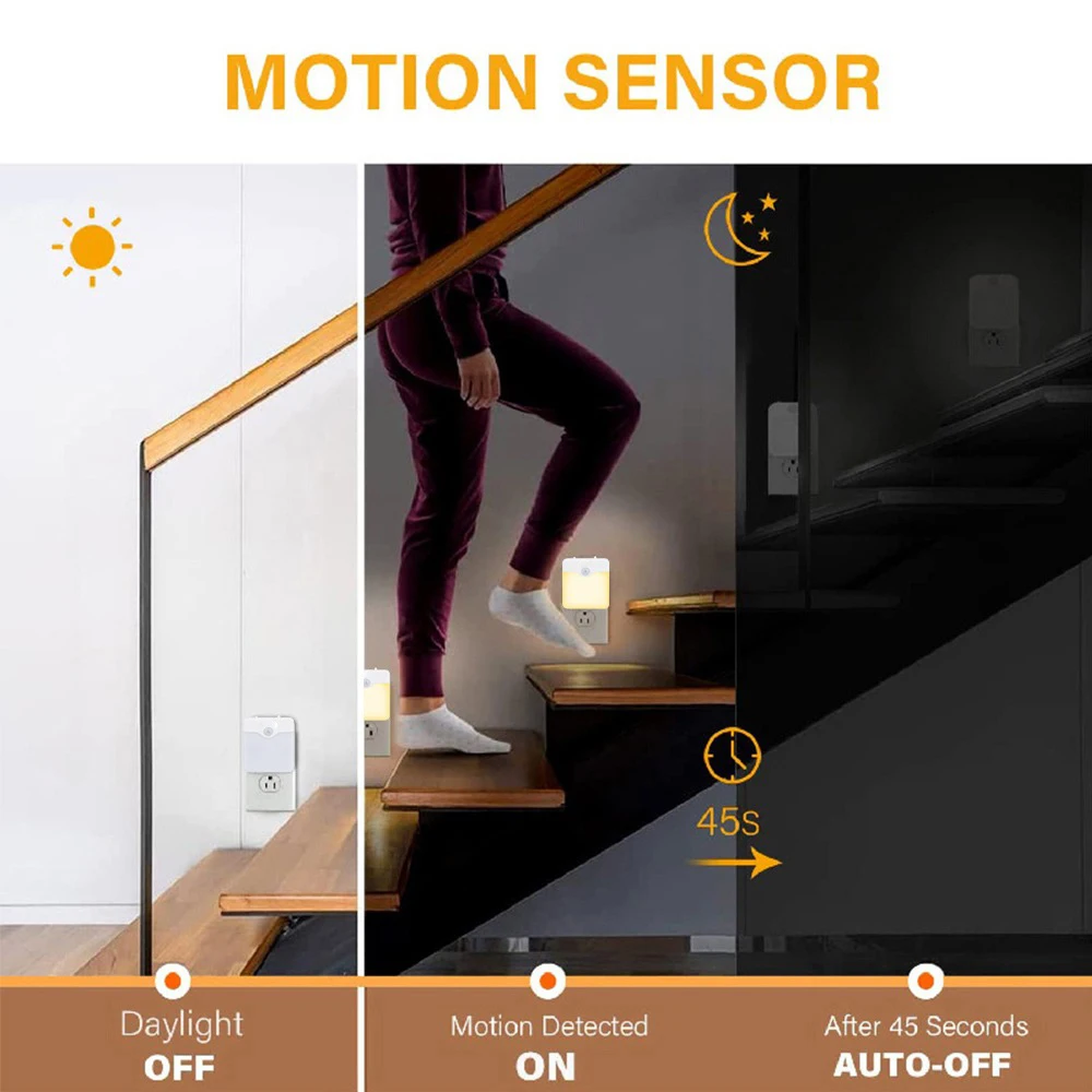 Motion Sensor Night Light LED Wireless Night Lamp US EU UK AU Plug Energy Efficient Dimmable Sensor Stairway Lamp for Bedroom