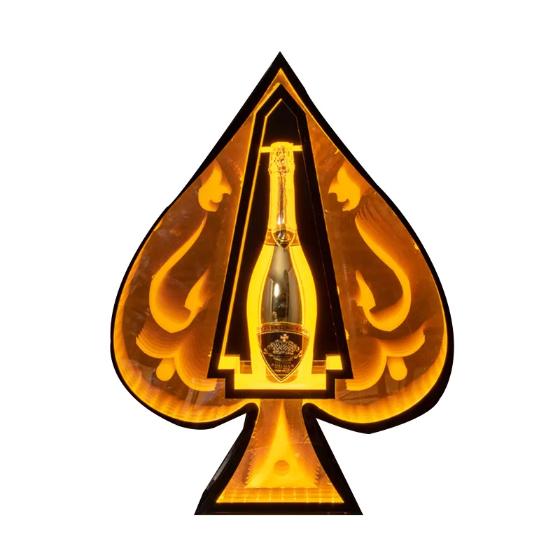 LED Luminous Ace of Spades Glowing Wine Bottle Presenter, Glorifier Display, VIP Service Tray, Night Club Lounge Bar, New