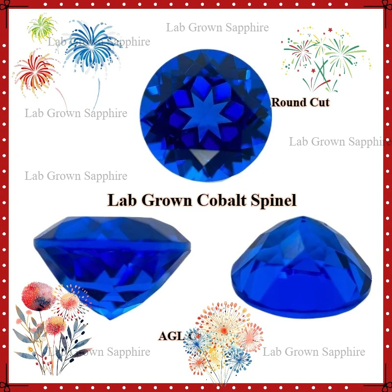 

Round Cut Lab Grown Cobalt Spinel Synthetic Gemstone For Diy Jewelry Making Selectable Certificate