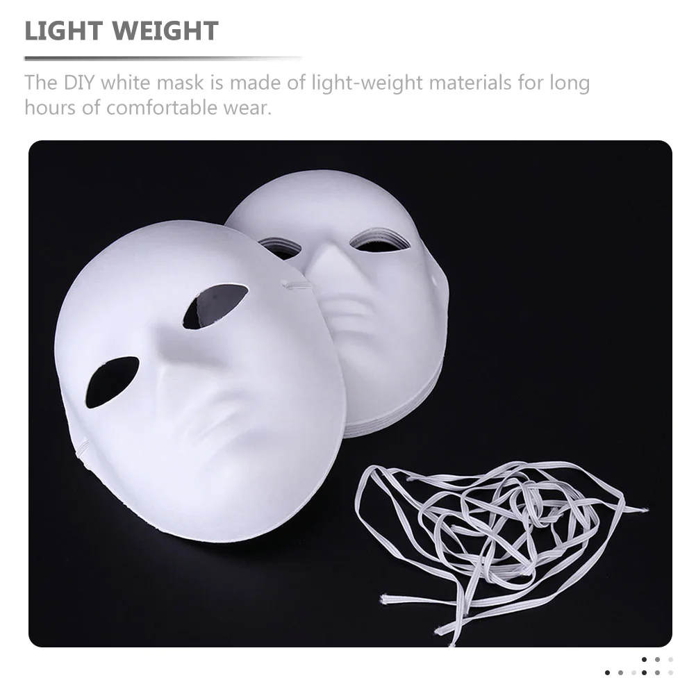 10 pçs máscaras de papel masquerade adereços festa máscara branca cosplay acessórios decorações de festa máscara de baile branca para mulher