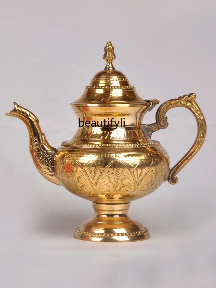 CXH Brass Carved Teapot Creative Coffee Cup Wine Pot Featured Wine Set Copper Pot