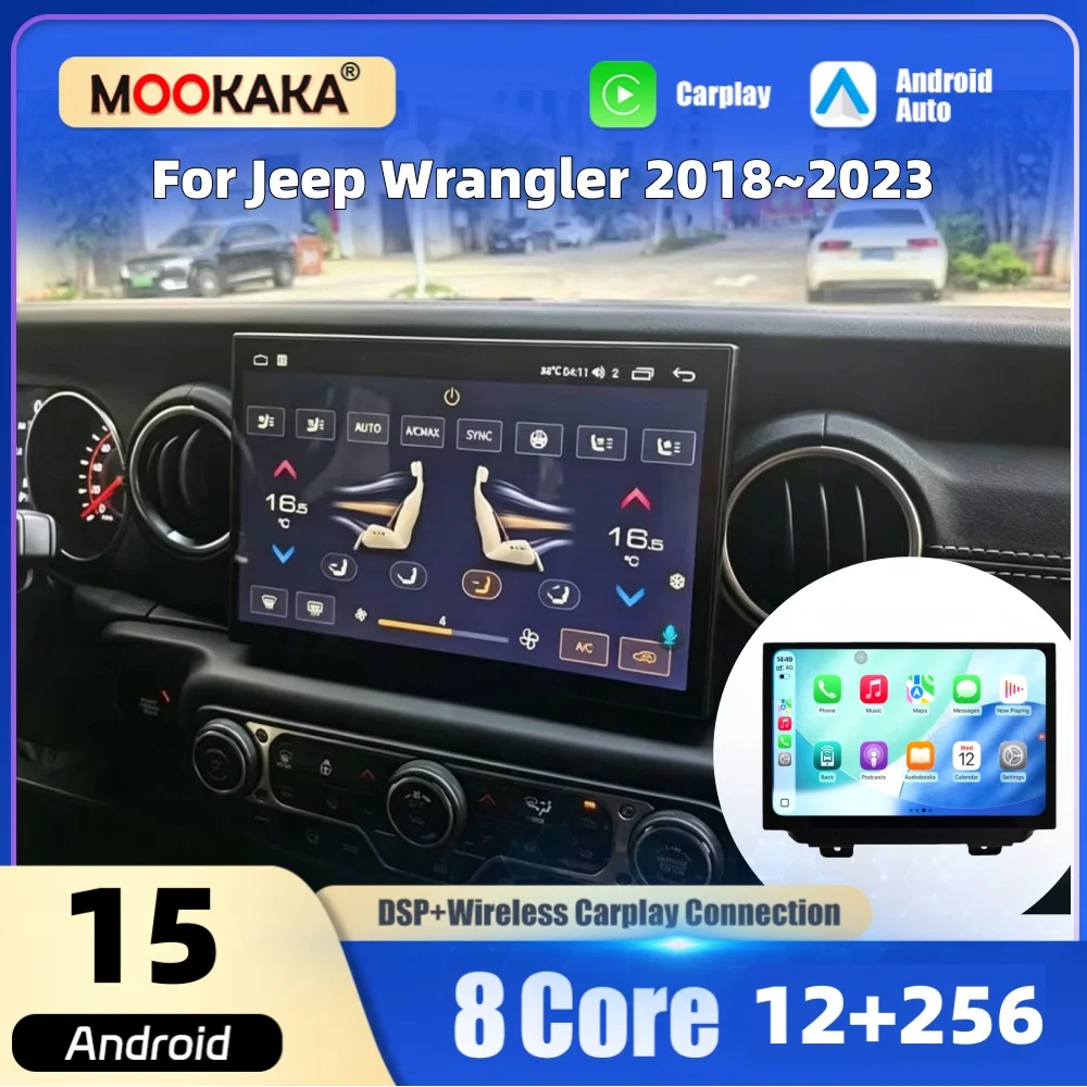 11.5 Inch Car Multimedia Player Android Screen For Jeep Wrangler 2018~2023 Car Radio GPS Navigation SWC CarPlay Auto Head Unit