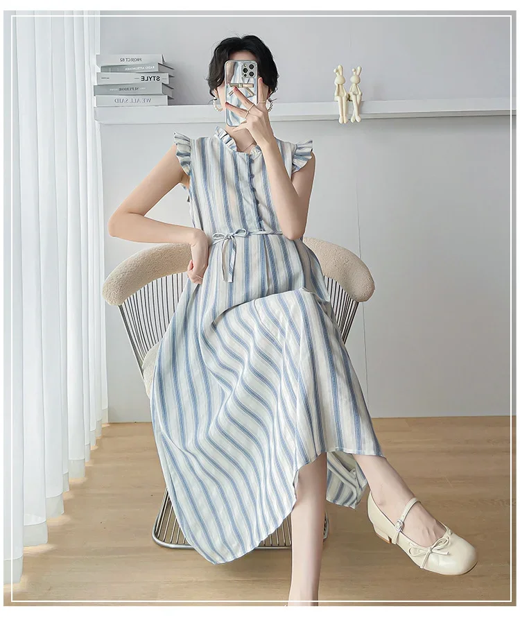 Maternity Clothes Spring Autumn Pregnancy Dresses Pregnant Women Lantern  Sleeve High Waist V Neck Clothing - AliExpress 1501
