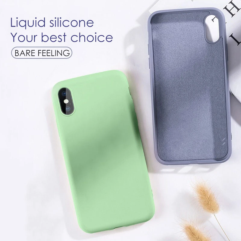 Luxury Liquid Soft Silicone Case For iPhone 7 6 6s 8 Plus 5 5s SE X Xs 11 Pro Max XR Case Candy Color Capa Shockproof Back Cover - náhled 2