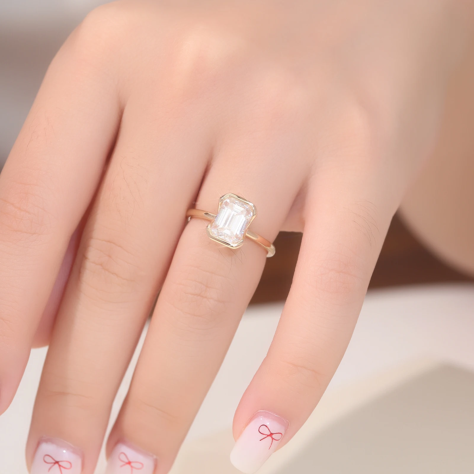 Provence Luxury Solitaire Ring  KGold IGI D/VS1 2.8ct Emerald cut Lab Diamonds Classic Wedding ring Engagement band Custom