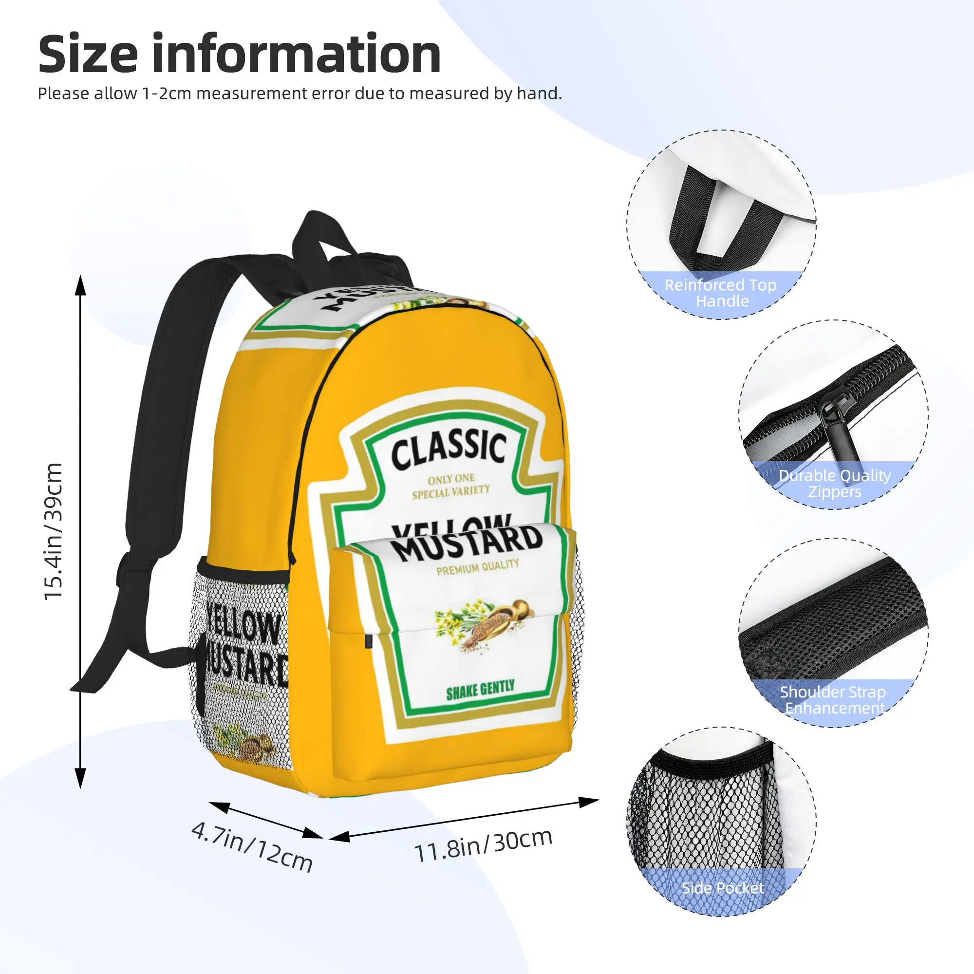Mustard Mayo Ketchup Backpack Hot Sale Daypack Large Capacity Boys Girls BookBag Shoulder Bags for Men Women School Bag