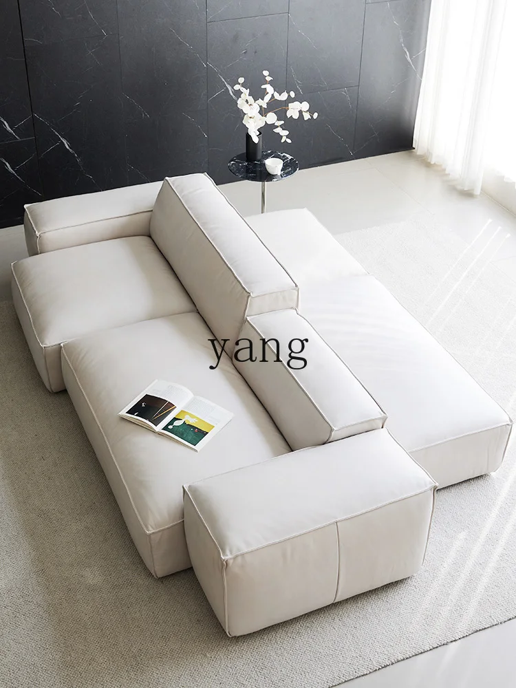 LH two-sided horizontal hall Nakajima minimalist module large flat-layer combination leather square sofa