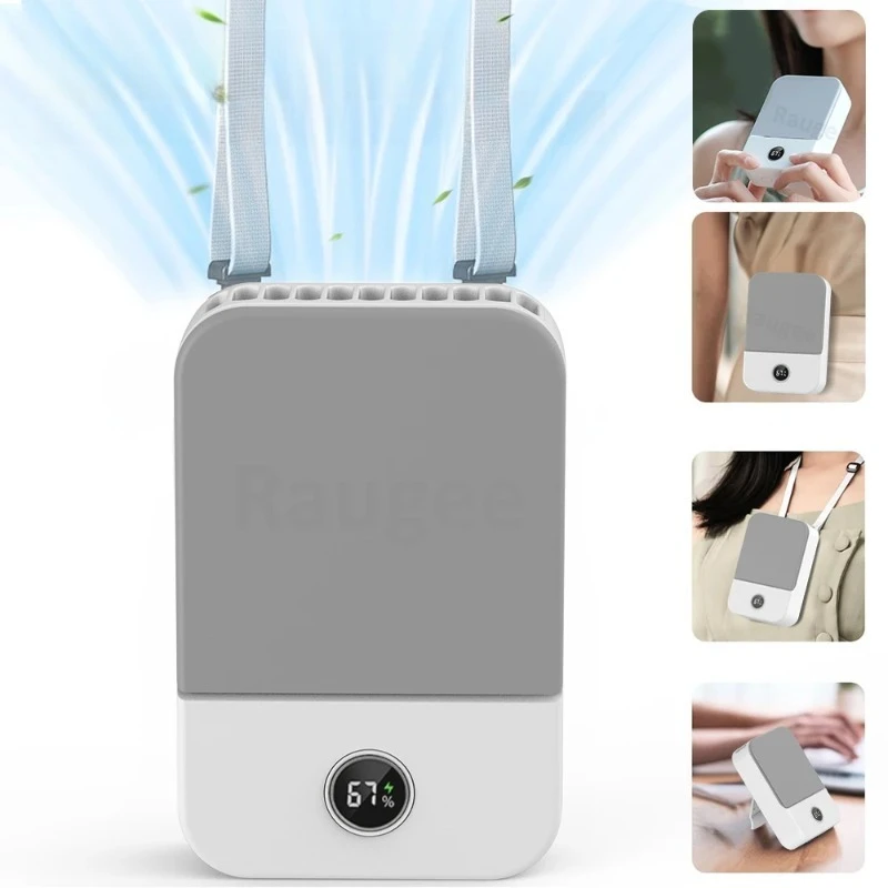 

Air Cooler USB Fan Waist Fan Portable Outdoor Mini Hanging Neck Fan 3 Gear Strong Wind Bladeless Waist Neck Fan