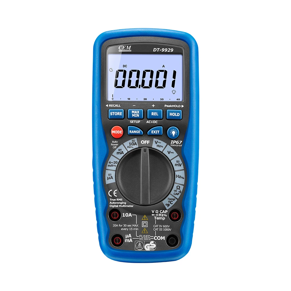 CEM DT-9929 40000 count AC DC Measurement IP67 4-20mA Data logger True RMS Digital Multimeter