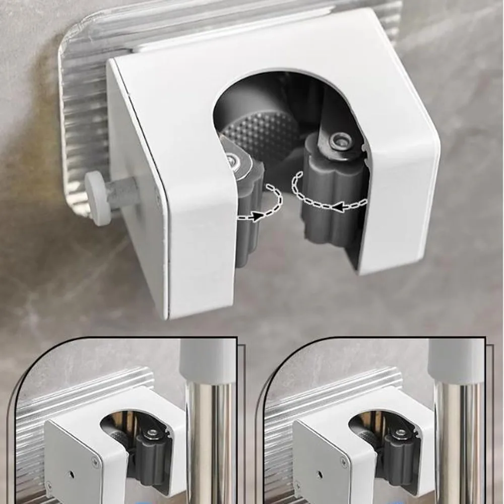 عبوتان من منظم الممسحة على الحائط مع خطافات للمطبخ والمرآب وغرفة الغسيل وتخزين غرفة النوم