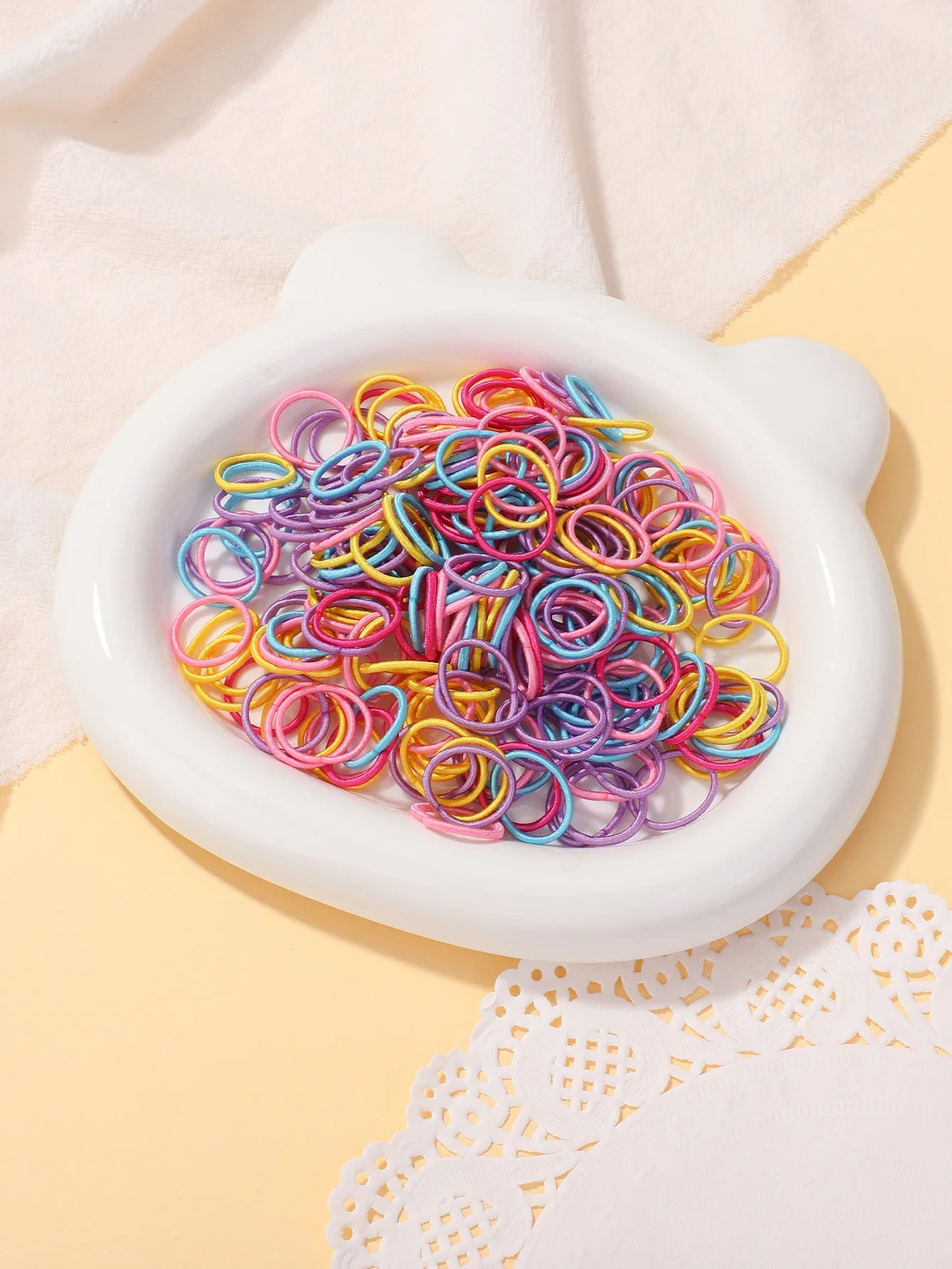 100 Pcs/Lot 2cm Hair Ties Gum Colorful Nylon Rubber Band Rope Doll Hair Accessories Black Elastic Hair Bands for Baby Girls Gift