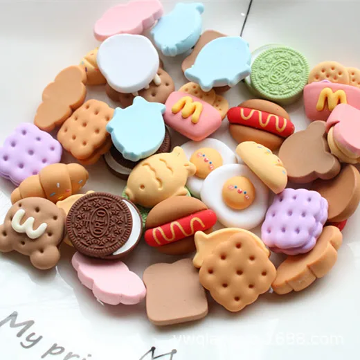 5pcs Simulation Cookie Food Diy Fridge Magnets Resin Accessories Bread Hot Dog Biscuit Refrigerator Home Decoration Art Stickers