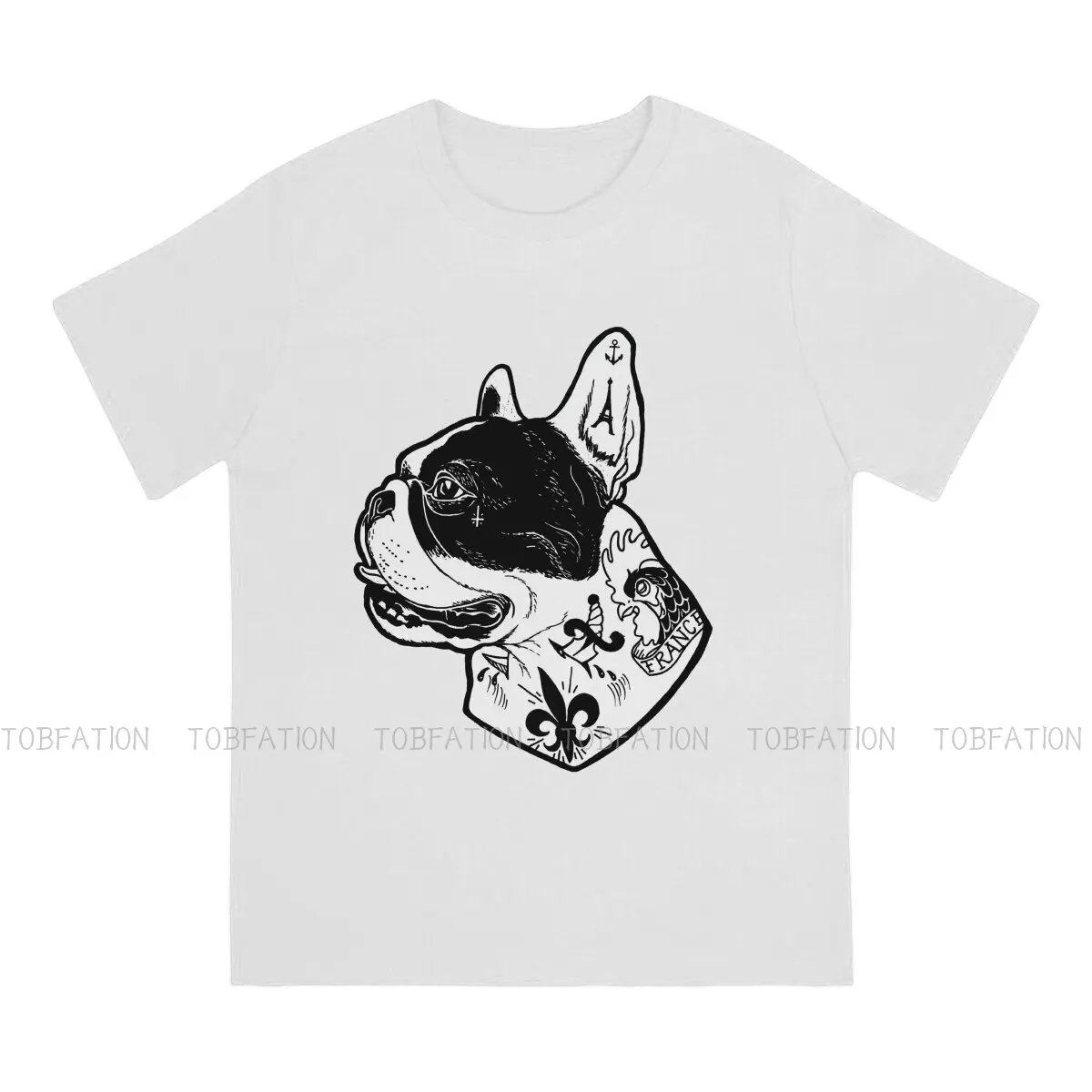 Tattooed Harajuku TShirt French Bulldog Strong Mini Dog Creative Streetwear Leisure T Shirt Men Short Sleeve Unique Gift Clothes