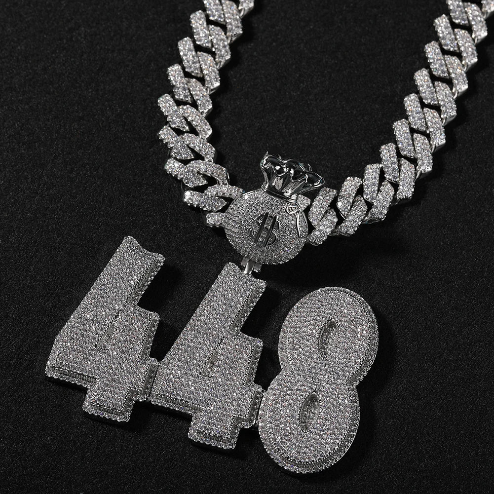 

UWIN индивидуальное имя кулон ожерелья с сумкой для денег залог Iced Out Pave установка CZ письмо кулон персонализированные модные украшения