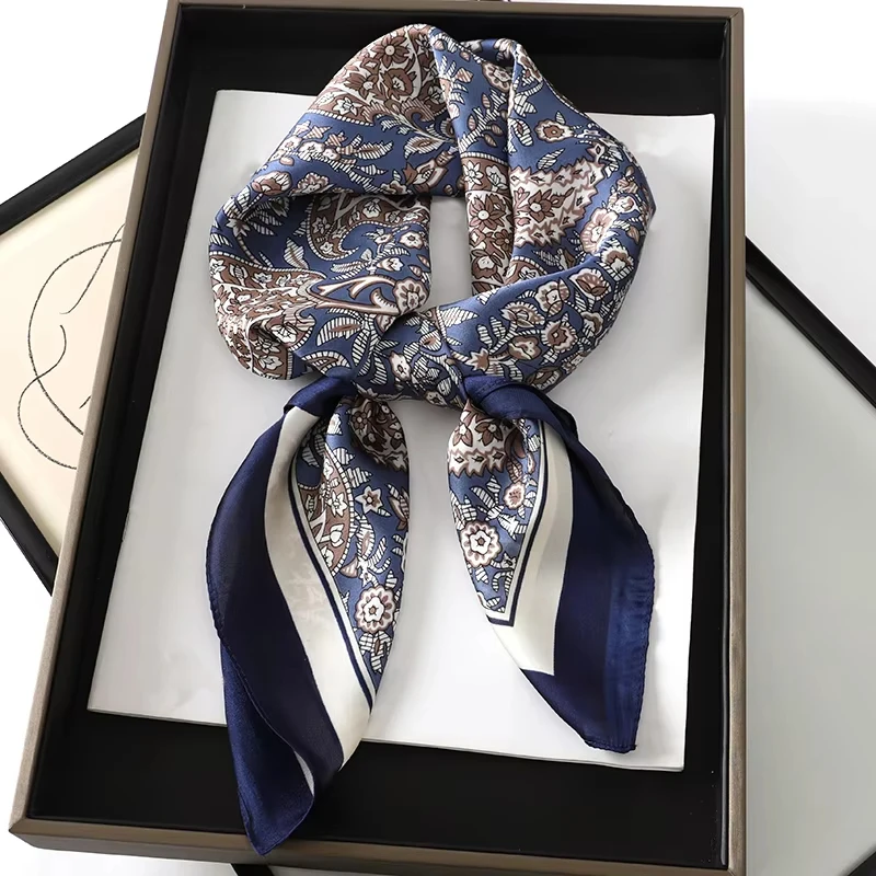 2024 New Silk Shawl Square Scarf for Women Neckerchief Female Headband Hair Wrap Print Ladies Foulard Fashion Hijab Bandana