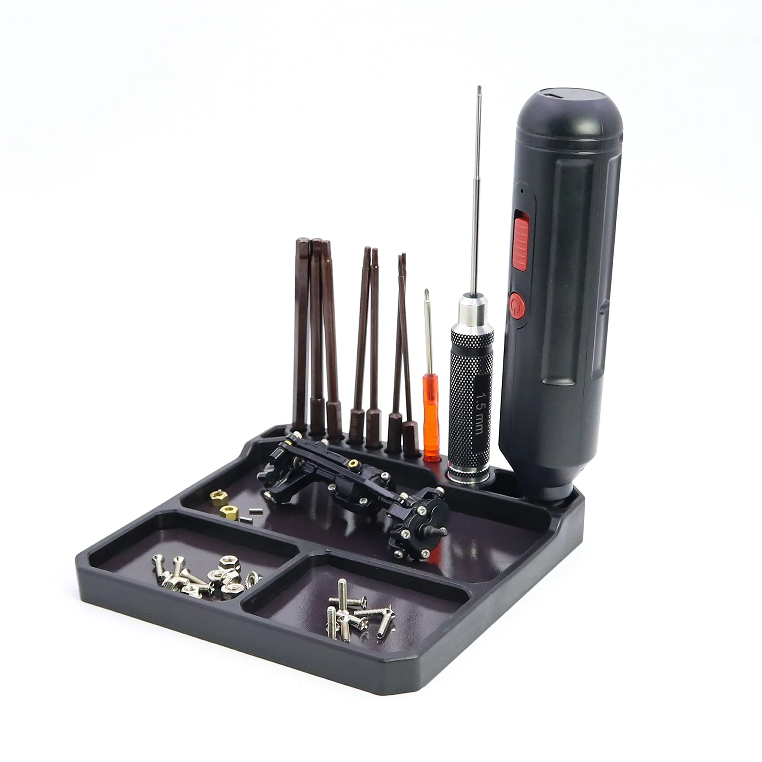 シリコンパーツトレイ ツールスタンド付き (155*155mm) 磁気シート3枚付き 1/18 1/24 1/10 RCカーボート飛行機モデル用