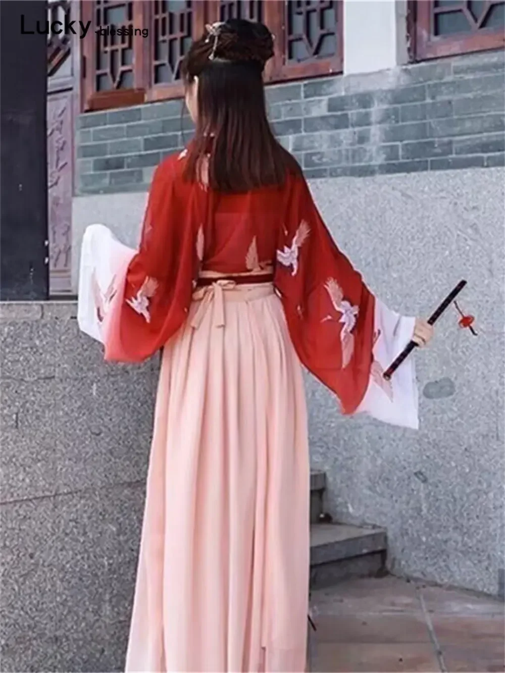 Robe rouge de Style chinois rétro, robe Hanfu asiatique Cosplay pour femmes, jupe longue traditionnelle chinoise, Kimono Kawaii, ensemble de jupe de fête pour filles