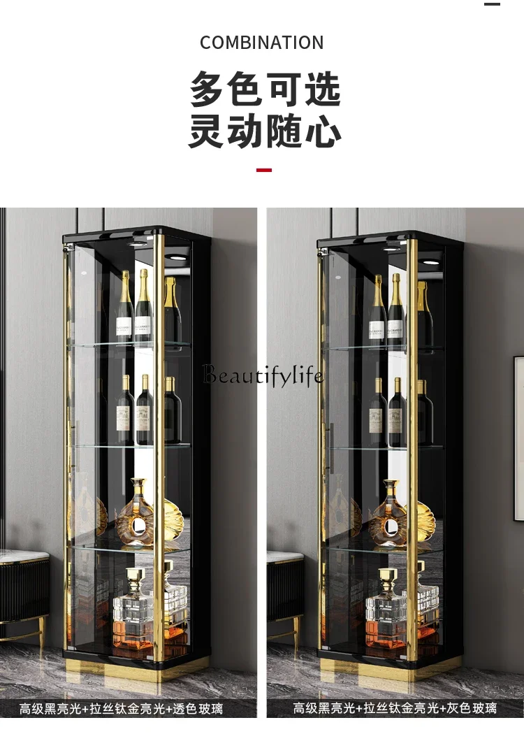 خزانة مشروبات فاخرة خفيفة حديثة وبسيطة لغرفة المعيشة خزانة عرض بباب زجاجي منزلي جو راقي #2