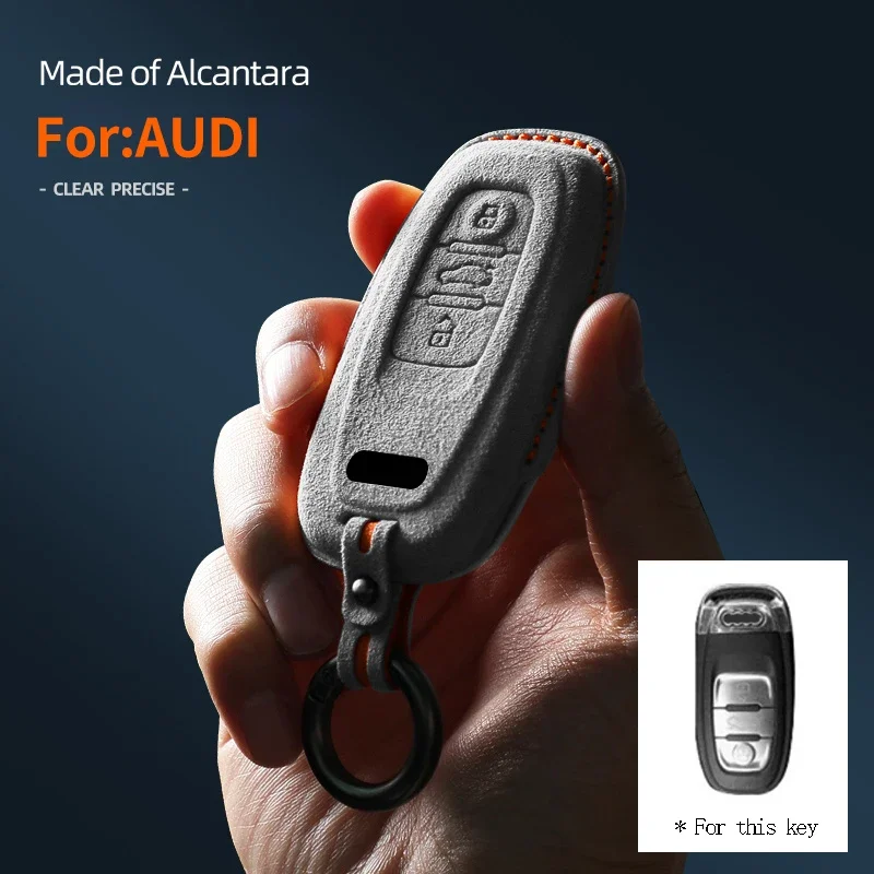 Alcantara Wrap Car Remote Key Case Cover Shell For Audi Q8 RSQ8 A6 C8 S6 RS6 A7 S7 RS7 A3 8Y A8 D5 4N RS E-tron GT Q4 Q7 4M