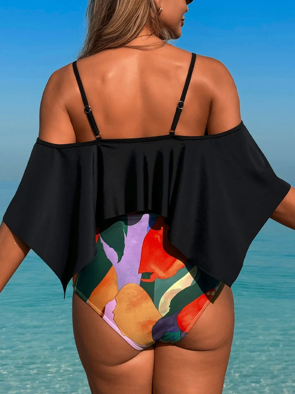 High Waist Bikini Women Print Swimwear 2025 Fashion Ruffle Trim Swimsuit Femaile Bathers Bathing Swimming Suit Beachwear Summer