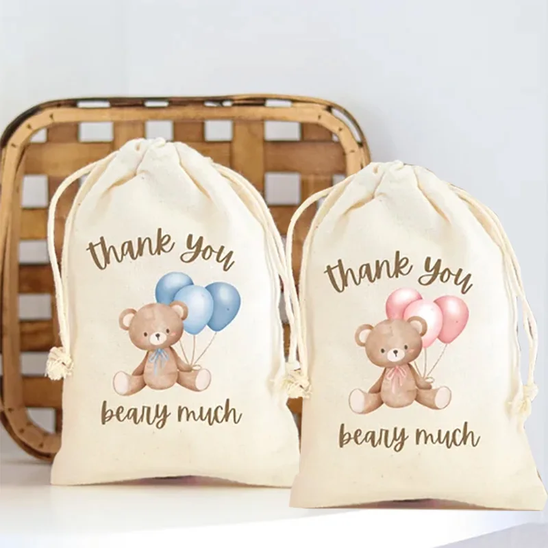 

5pcs Bear Themed boy girl Baby Shower Gender Reveal 1st first 2nd 3rd birthday party decoration Favor Thank You welcome gift Bag