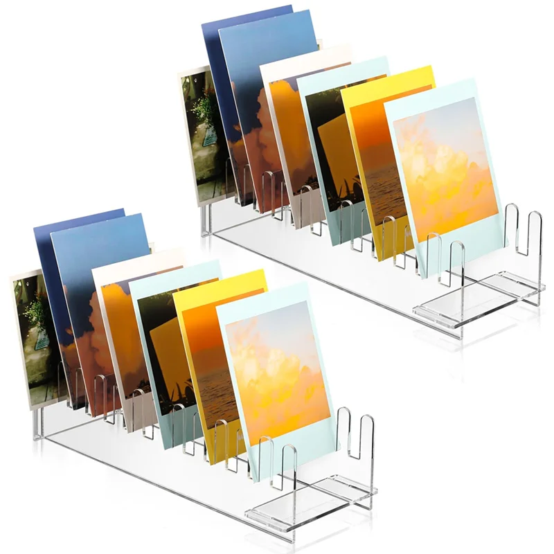 

QWE-2 Pcs 12 Tier Acrylic Greeting Card Display Stand Portable Card Display Rack Clear Postcard Holder Display Stand