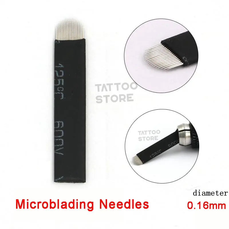 50pcs Tebori Flex 18U Microblading Needle Tebori NANO Black Manual Eyebrow Blades Permanent Makeup Supplies 0.15/0.16/0.18mm