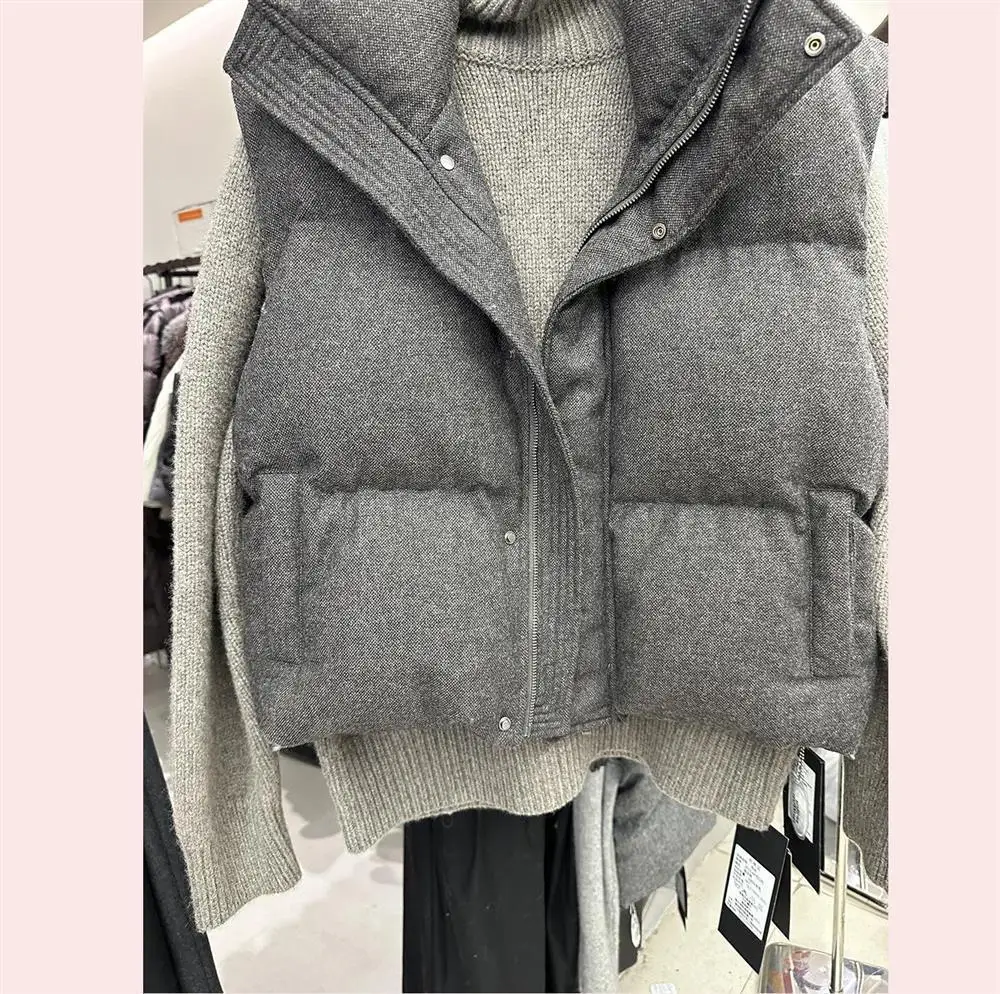 2026 Korea Chic Streetwear Personalized Vest Short Parkas Casual Elegant Coat Advanced High Street Moda All-match Women Jacket