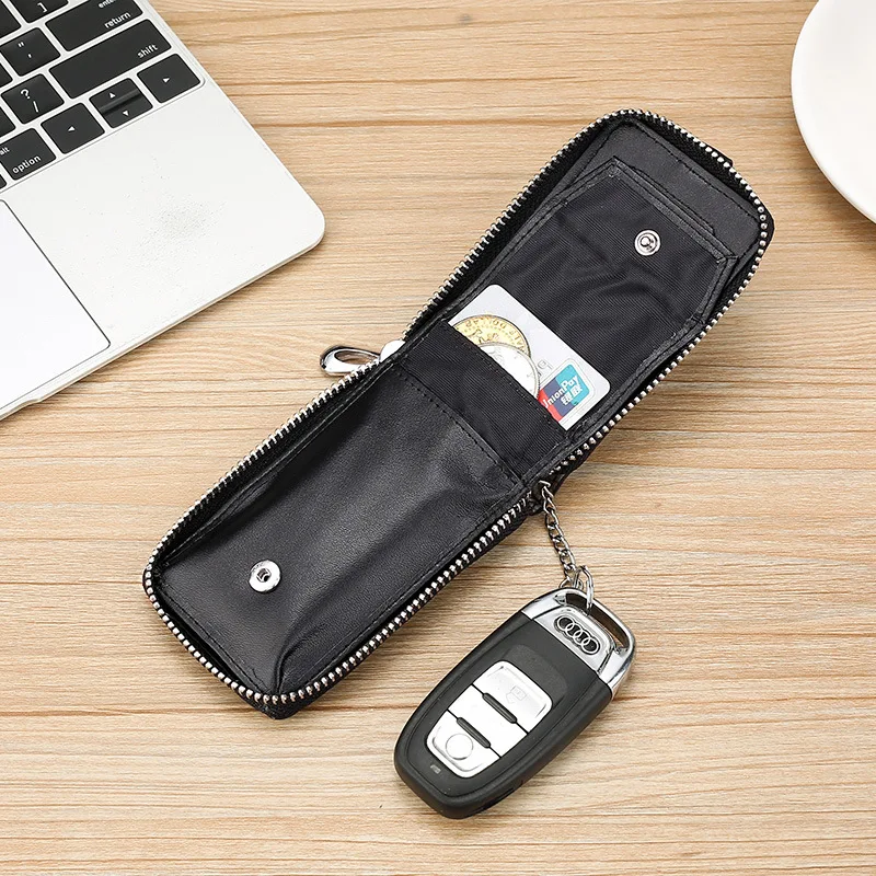 

Кожаный чехол для ключей от машины, чехол для ключей от машины RFID, положение противоугонной карты, свободная смена для мужчин и женщин