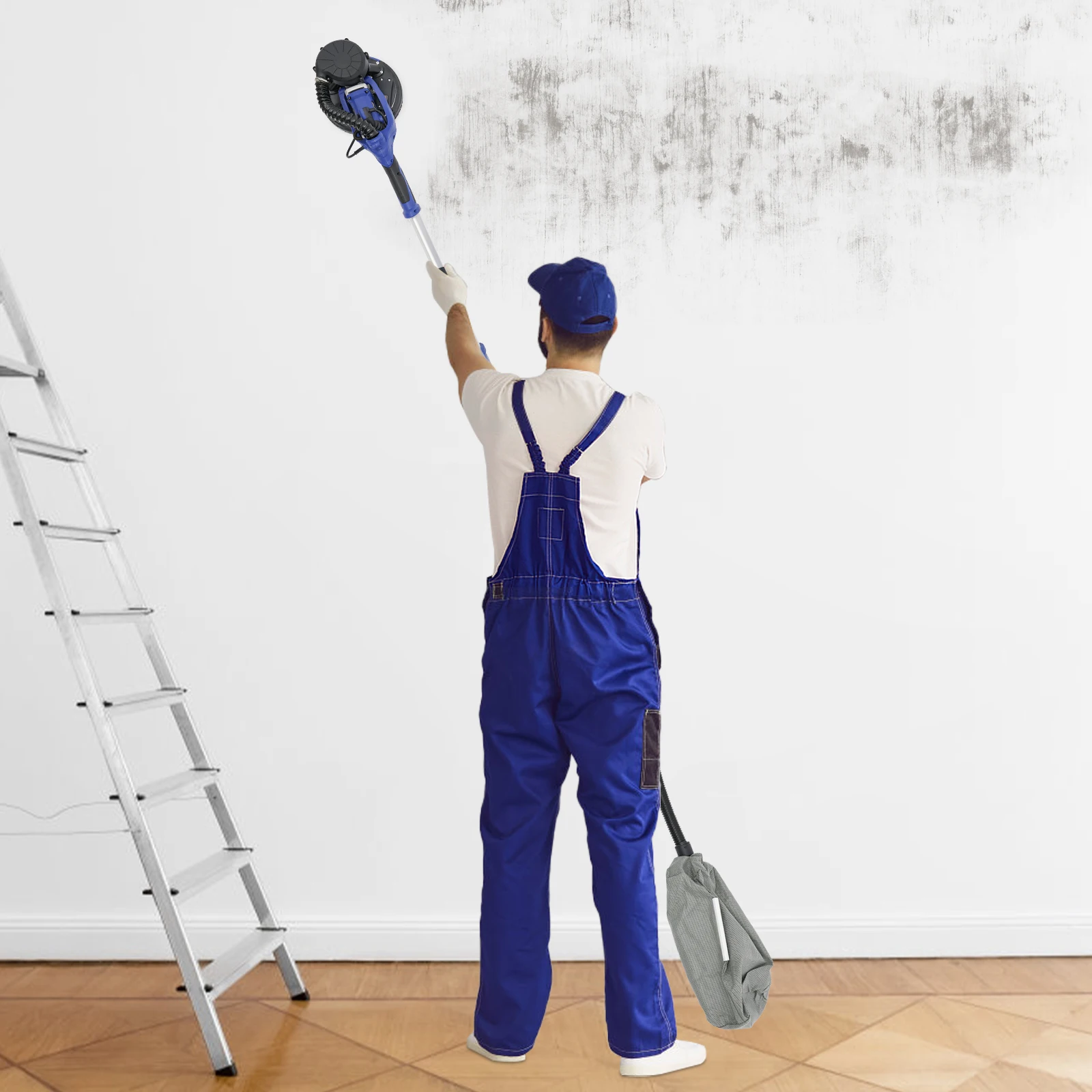 750 W elektrischer Trockenbauschleifer, verstellbare Polierscheibe und Länge, 6 Geschwindigkeiten, elektrische Trockenwand-Sandmühle zum Polieren und Glätten – Detail 1
