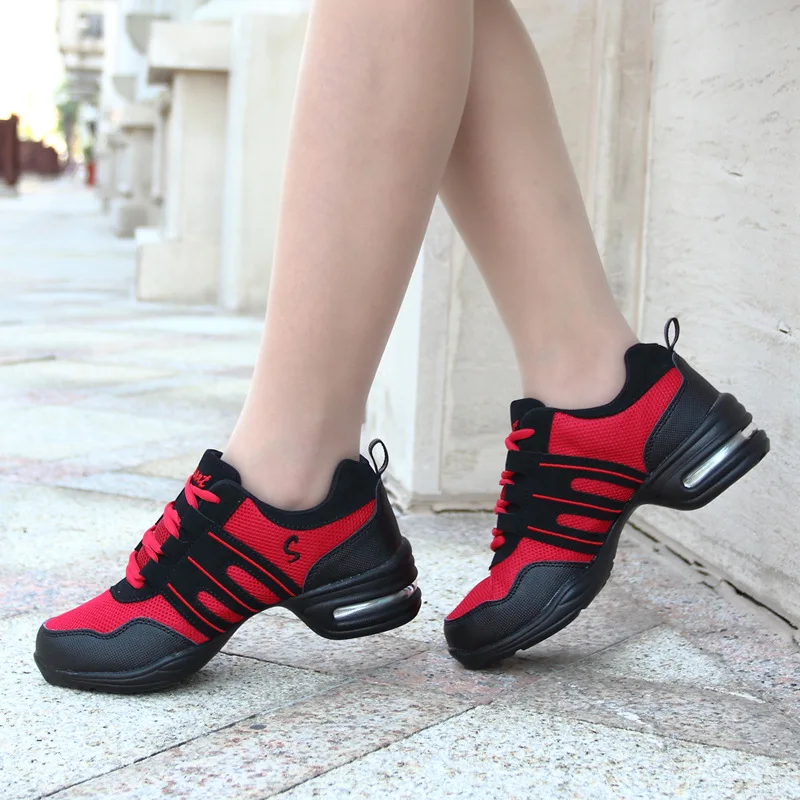 Ladies Modern Soft Outsole Dance Sneakers Breathable Lightweight Dancing Fitness Shoes Sapato Feminino Mesh Jazz shoe