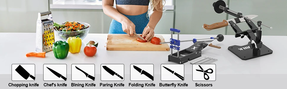 Faltbares tragbares Messerschärfsystem, verstellbares Messerschärfset mit 3-teiligen Aluminiumplatten und Diamanten – Detail 5