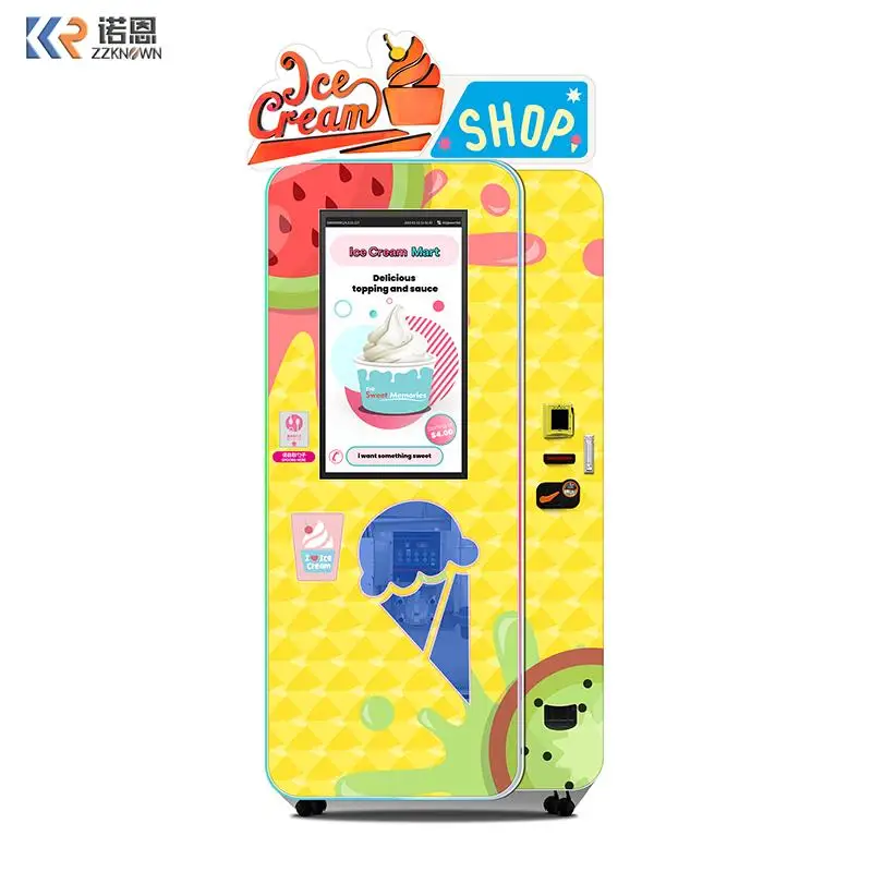 Haloo Customized Design Touch Screen Soft Ice Cream Style Vending Machine Frozen Food Yogurt Machine Smoothie Machine