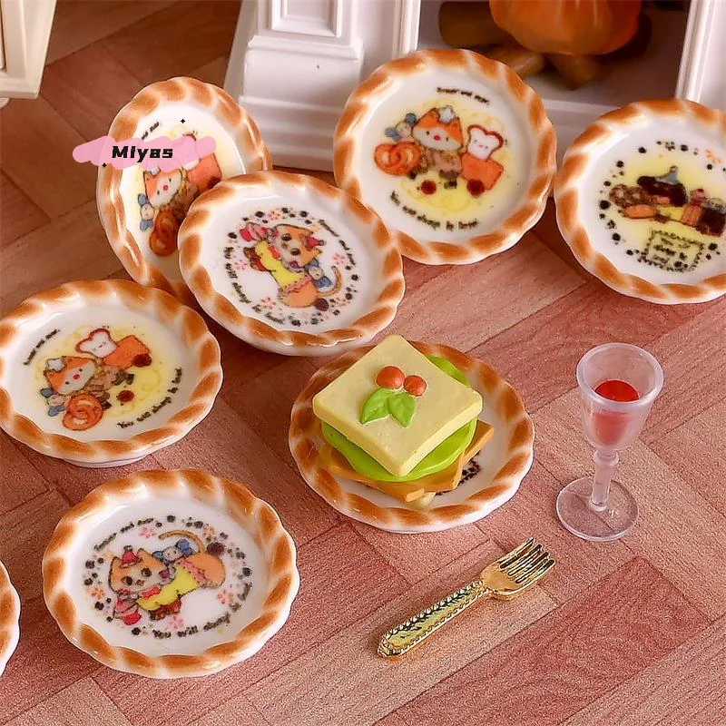 10 個ドールハウスミニチュア子犬犬プリントパンモデルかわいいドールハウスアクセサリー装飾ごっこ遊びおもちゃ