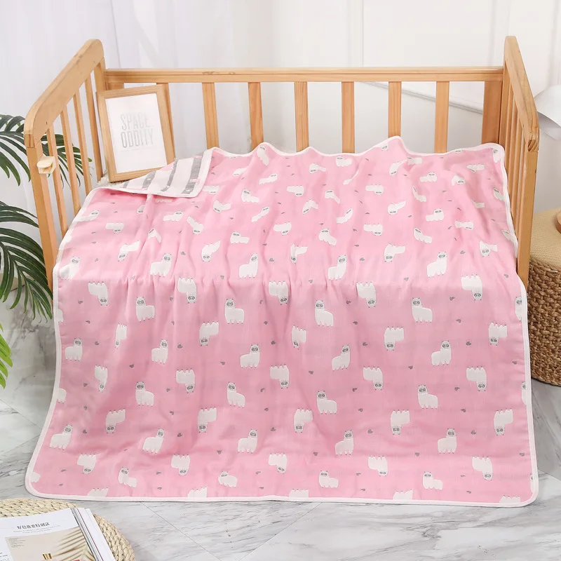 110*110cm 6-Layer Muslin Baby Blanket Newborn Toddler Bath Towel Nursery Swaddle Coverlet Ultra Soft Breathable All Seasons Gift