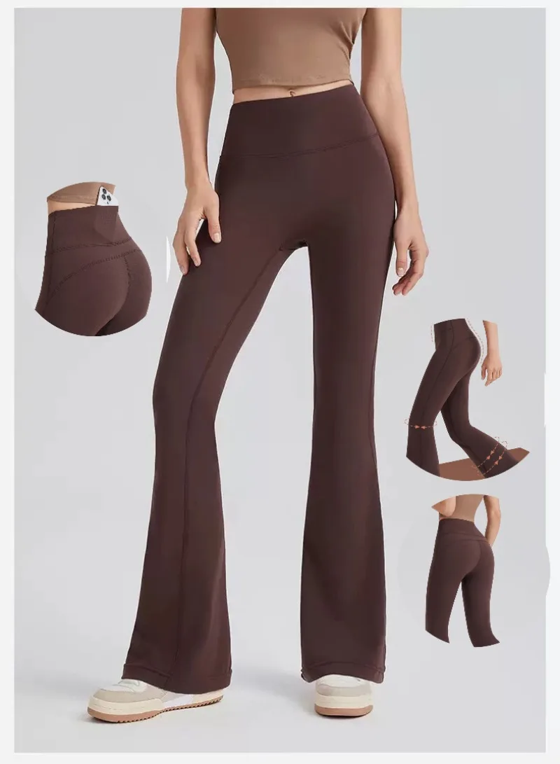 المرأة عالية الخصر جرس أسفل السراويل عالية تمتد الراحة صوف مبطن لمسة ناعمة أجهزة لياقة خارجية سريعة الجافة اليوغا السراويل