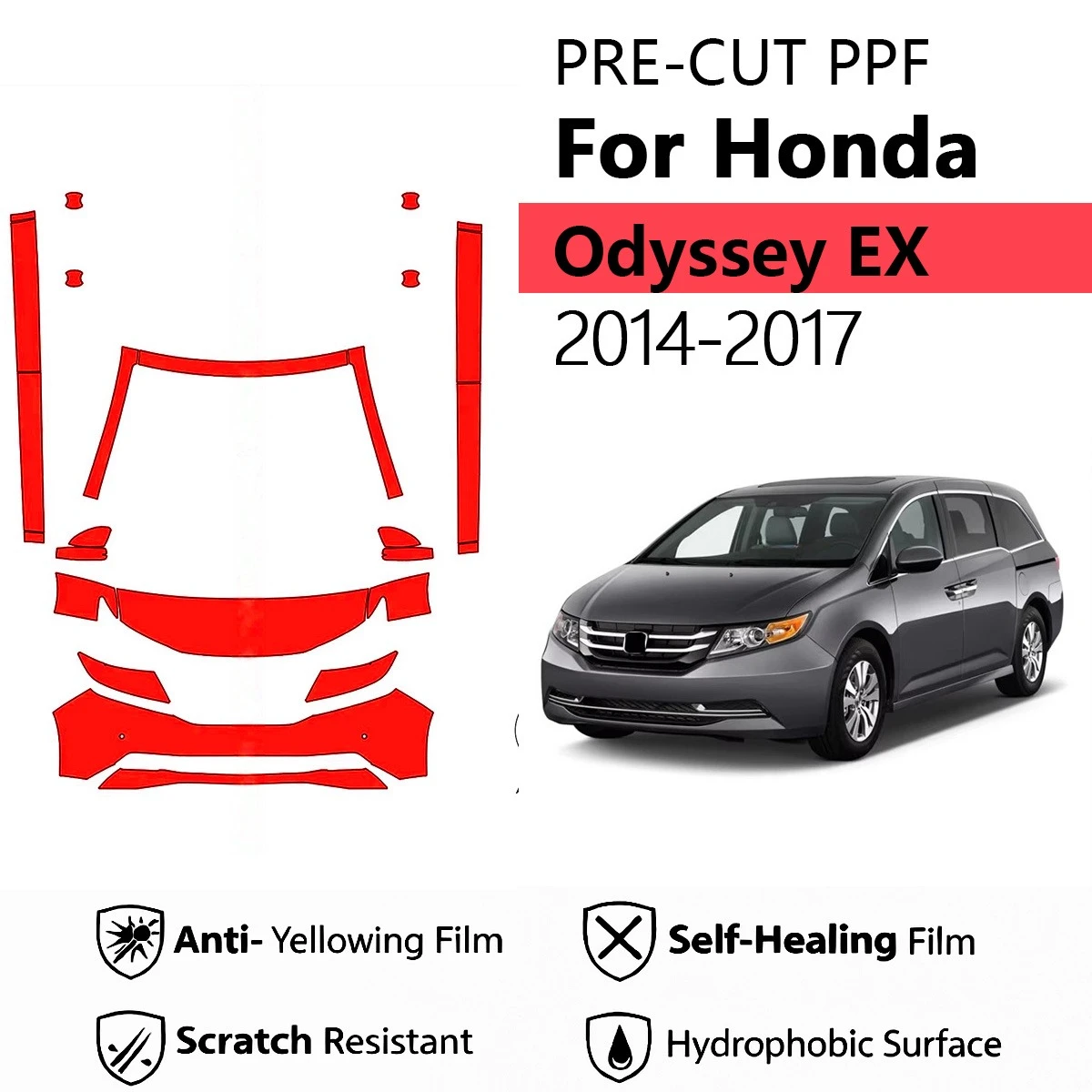 

Предварительно нарезанная прозрачная защитная пленка PPF для автомобиля Honda Odyssey EX 2014-2017, передний комплект - накладки на пороги