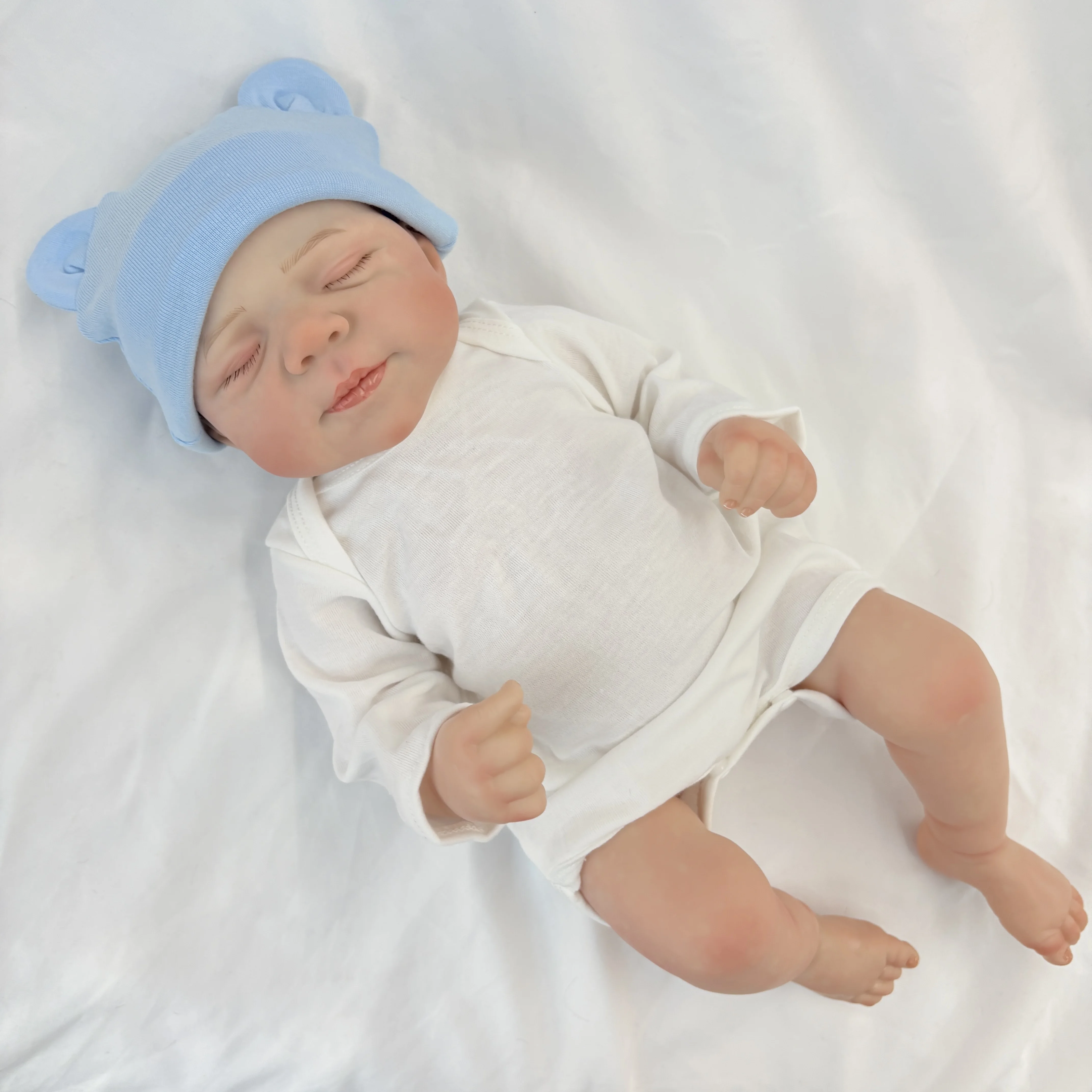 NPK 18'' Hochwertige Reborn-Puppe Pascale, Lebensechte Kuschel-Mädchenpuppe, Vollvinyl-Körper mit 3D-Haut und Handbemaltem Haar