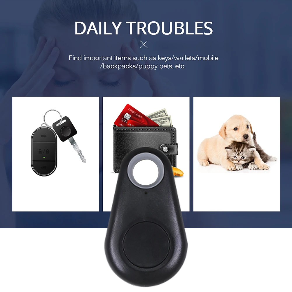 Smart Mini GPS Tracker Dog Pets Bluetooth-Compatible 4.0 Anti-lost Alarm GPS Locator Wireless Positioning Wallet Pet Key