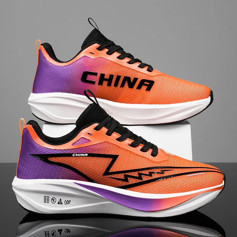 Men Running Shoes Carbon Plate Speciality Marathon Sports Breathable Lightweight Women's Comfortable Nonskid Leisure Sneakers
