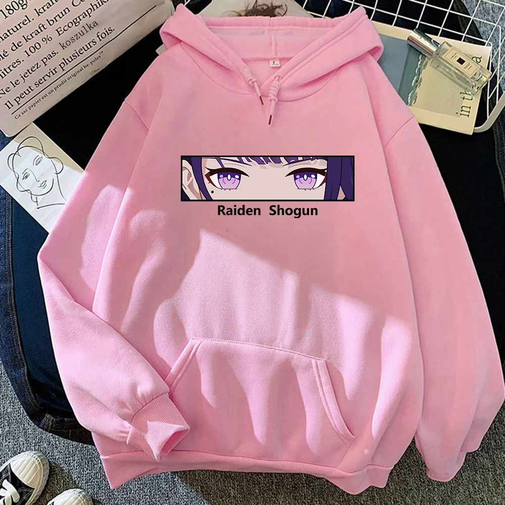 Unisex Raiden Shogun Hoodies Anime Genshin Impact Clothes Spring/Autumn Women Kawaii Sweatshirt Vintage Hoodie Harajuku Sudadera