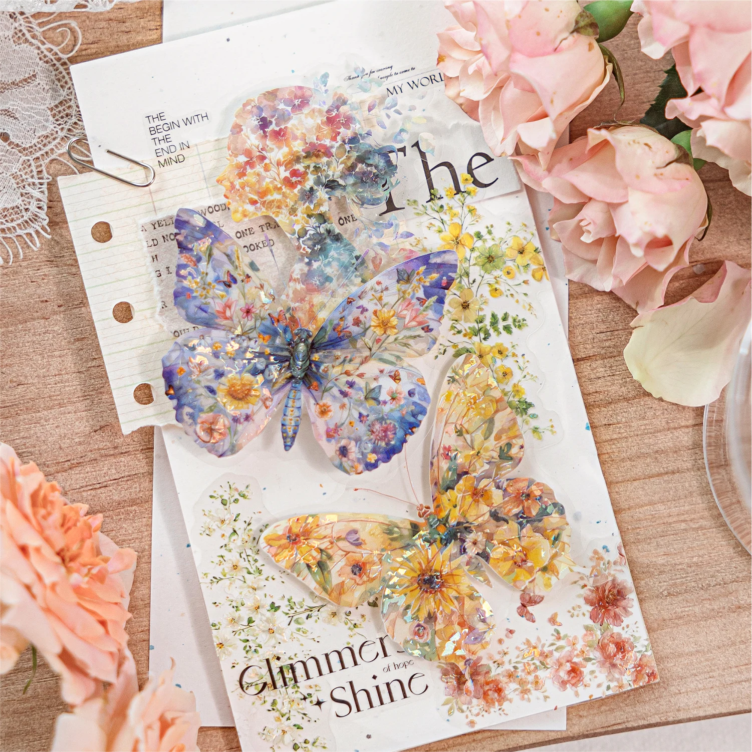 السيد ورقة زهرة العالم سلسلة الجليد كريستال PET ملصقات الحبر الأبيض مجموعة ملصقات مقاومة للماء DIY مواد الديكور للمخططين #3