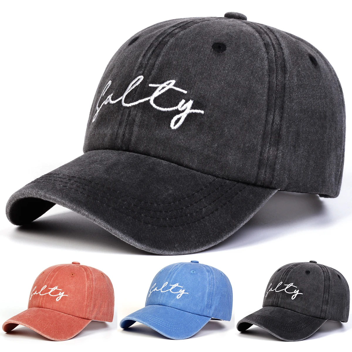Unisex SALTY Baseballkappen mit Buchstabenstickerei, Frühling und Herbst, im Freien, verstellbare Freizeithüte, Sonnenschutzhut, Sportkappe